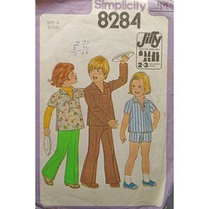 Simplicity 8284 Childs Sewing Pattern Size 4 For Pants Shorts & Top 70s Vintage